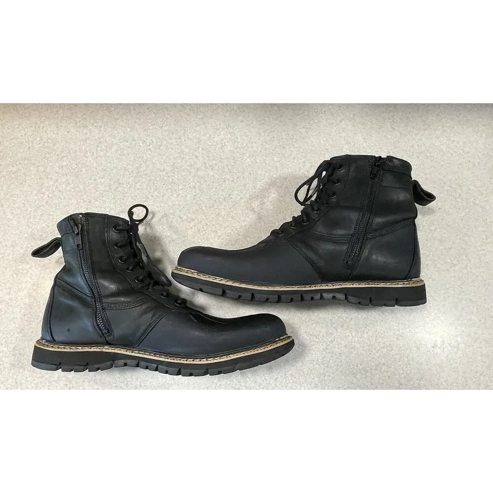 Timberland Mens Britton Hill Side Zip/Lace Rubber Toe Duck Boots Leather Size 10